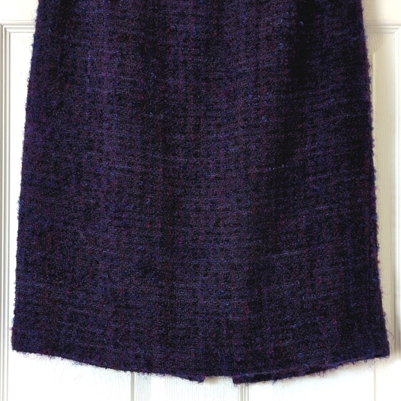 Talbots 90's Vintage Preppy Wool & Mohair Tweed Straight Cut Mini Skirt Purple 8 - Picture 4 of 13